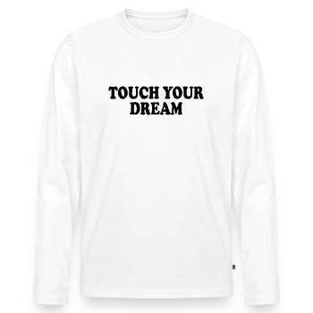 touch your dream - T-shirt manches longues Premium bio Homme - blanc - Devant - Nico (187cm)