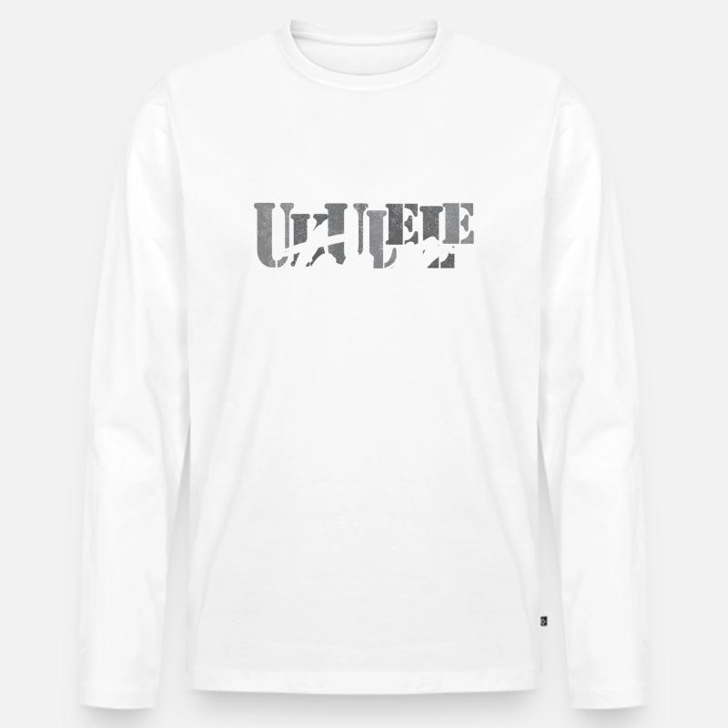 Tenor Ukulele schwarz weiß - Männer Premium Bio Langarmshirt - undefined