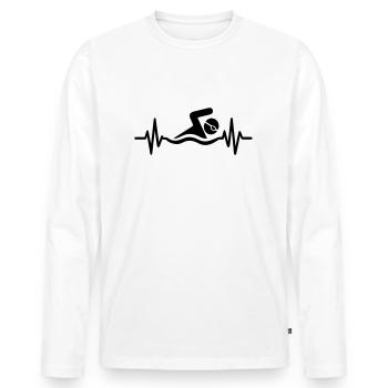 Battement de cœur de natation - T-shirt manches longues Premium bio Homme - blanc - Devant - Nico (187cm)