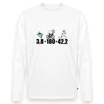 Ultra Triathlon - Men's Premium Organic Long Sleeve Shirt - white - Front - Nico (187cm)