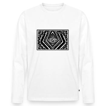 Rayons du soleil oculaires rayonnants monochromes dans l’espace - T-shirt manches longues Premium bio Homme - blanc - Devant - Nico (187cm)