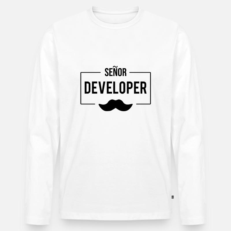 Senor Developer - Männer Premium Bio Langarmshirt - Weiß