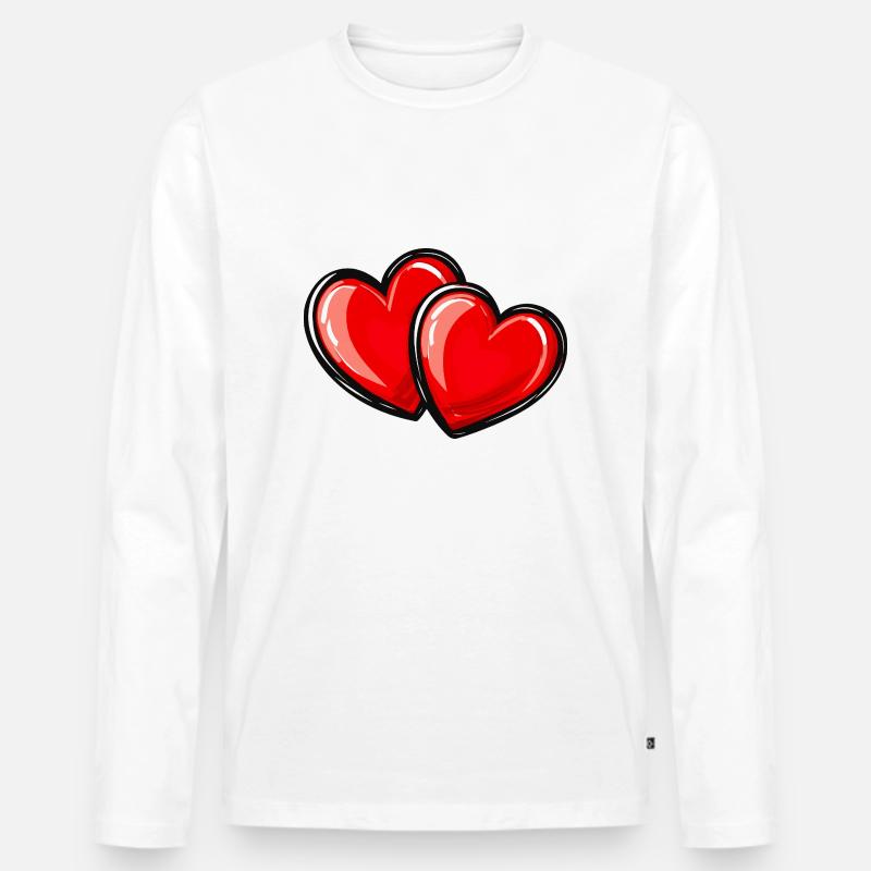 Herzen Liebe Symbol - Männer Premium Bio Langarmshirt - Weiß