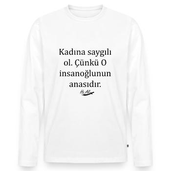 Hz. Ali Sözleri - Men's Premium Organic Long Sleeve Shirt - white - Front - Nico (187cm)