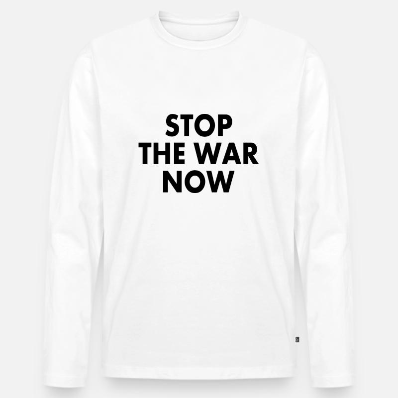 Stop the war now - Männer Premium Bio Langarmshirt - Weiß