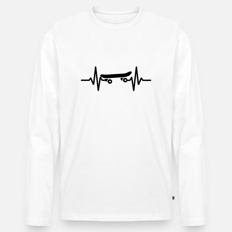 Skateboard Herzschlag - Männer Premium Bio Langarmshirt - Weiß