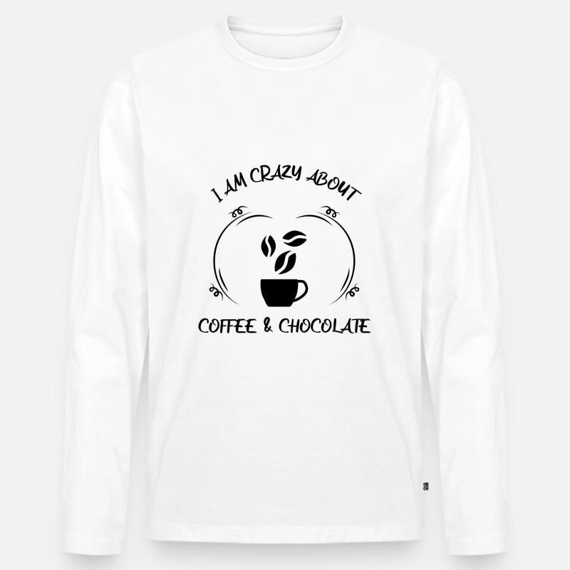Kaffee Espresso Käffchen & Schokolade - Männer Premium Bio Langarmshirt - Weiß
