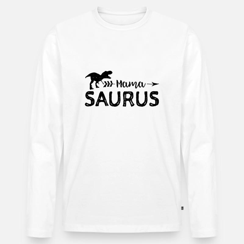 Mama Saurus - Mutter - Männer Premium Bio Langarmshirt - Weiß