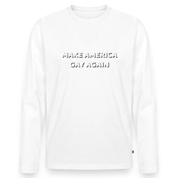 AMERICA Pink Shadow - Männer Premium Bio Langarmshirt - Weiß - Vorne - Nico (187cm)