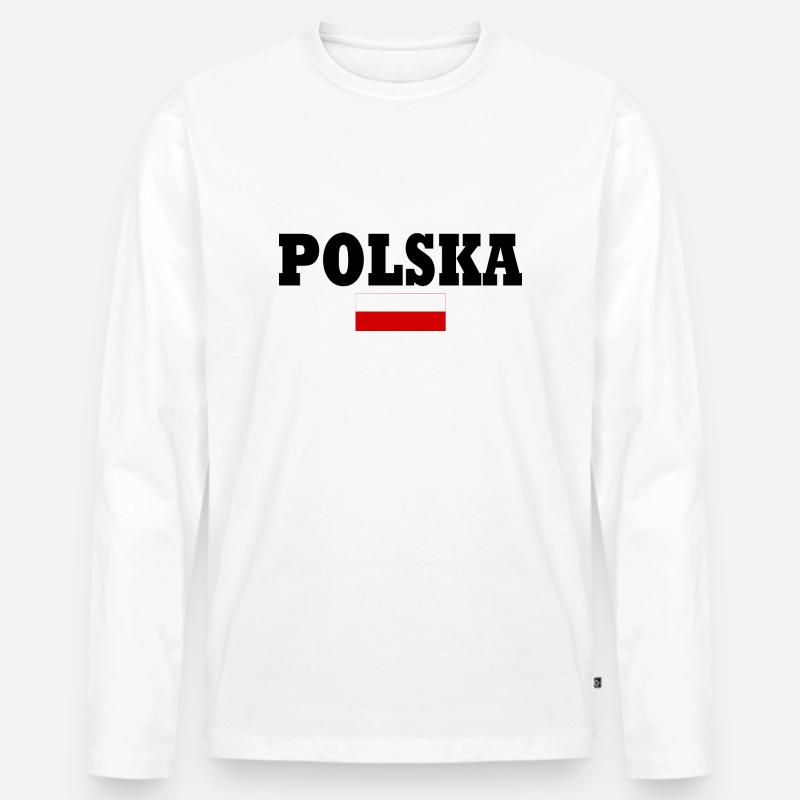 Polska - Männer Premium Bio Langarmshirt - Weiß