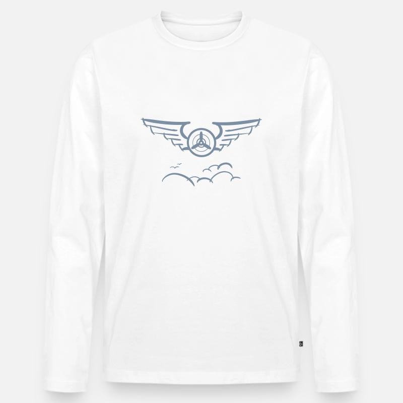 Aviation Symbol Luftwaffenschwinge Flugzeug Pilot - Männer Premium Bio Langarmshirt - Weiß