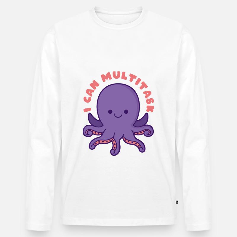 I can multitask Oktopus - Männer Premium Bio Langarmshirt - Weiß