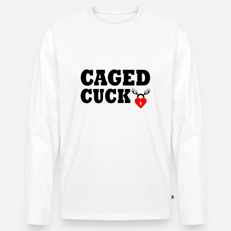 Cuckold caged cuck - Männer Premium Bio Langarmshirt - Weiß