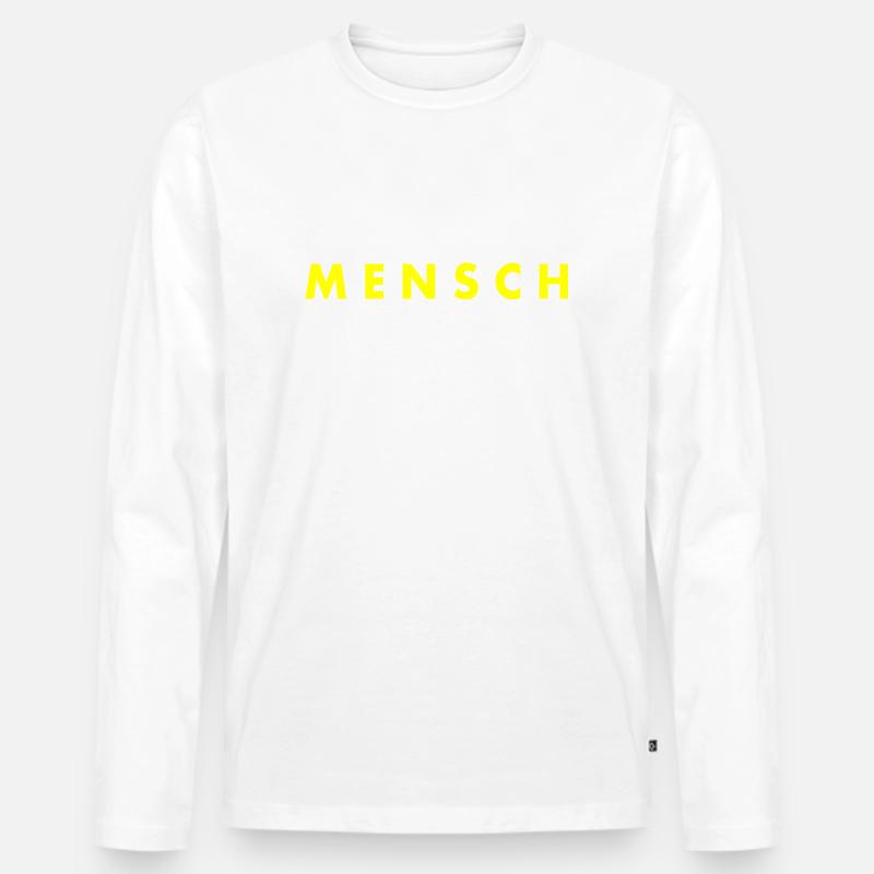 Mensch - Männer Premium Bio Langarmshirt - Weiß