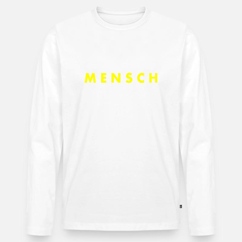 Mensch - Männer Premium Bio Langarmshirt - Weiß