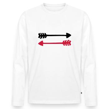 2 arrows, 2 directions, Native Indian War symbol - Men's Premium Organic Long Sleeve Shirt - white - Front - Nico (187cm)