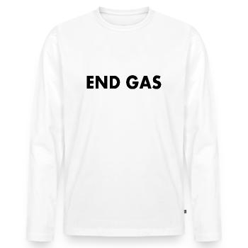 End gas - Männer Premium Bio Langarmshirt - Weiß - Vorne - Nico (187cm)