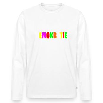 Démocratie - T-shirt manches longues Premium bio Homme - blanc - Devant - Nico (187cm)