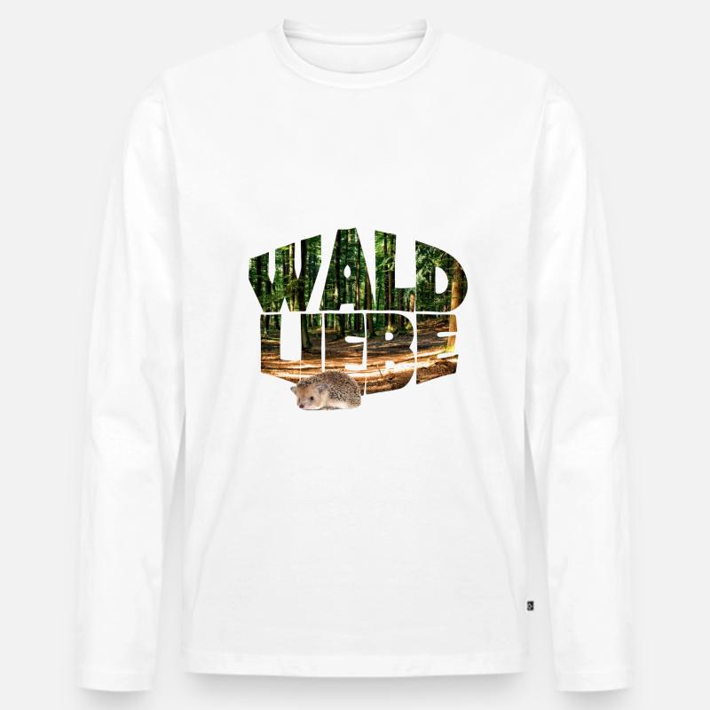 wald 20 waldliebe mit igel - Männer Premium Bio Langarmshirt - Weiß