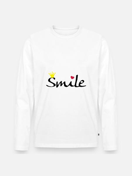 Smile - Männer Premium Bio Langarmshirt - Weiß