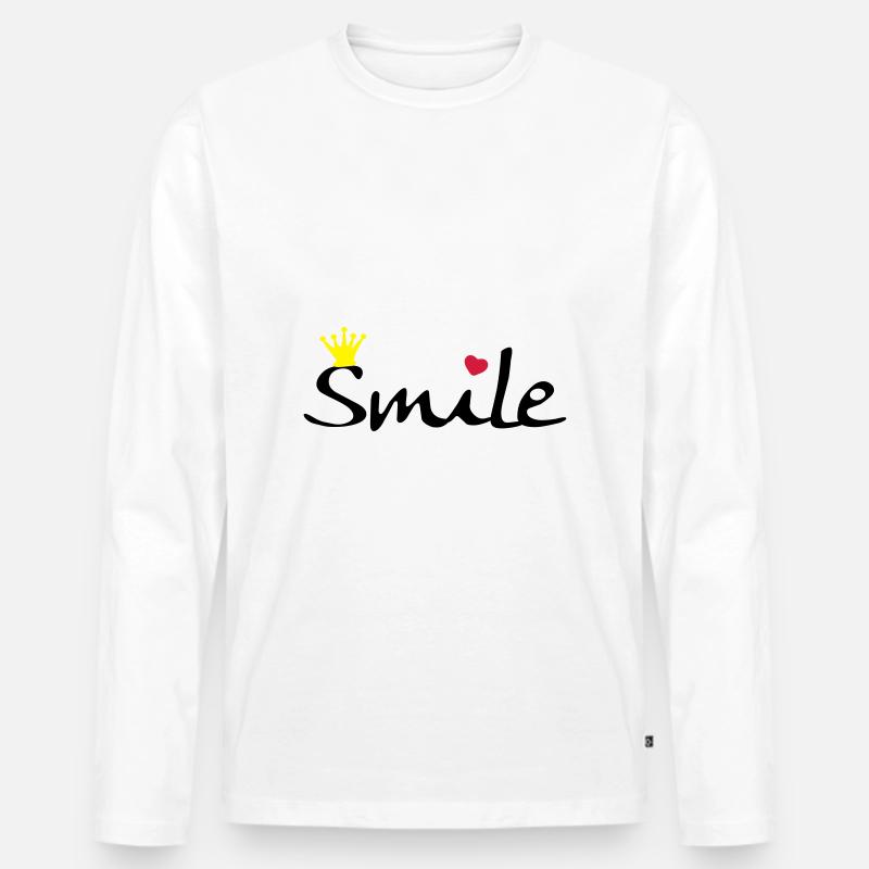 Smile - Männer Premium Bio Langarmshirt - Weiß