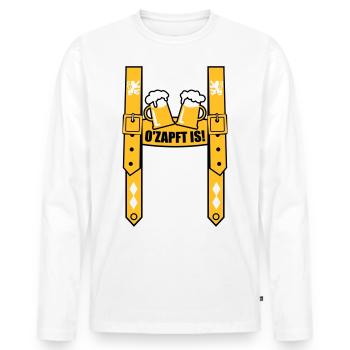 Lederhose Hosenträger Bayern Bier Löwen 3c - Männer Premium Bio Langarmshirt - Weiß - Vorne - Nico (187cm)