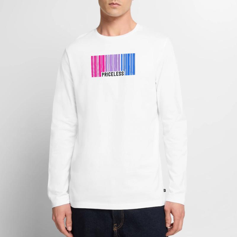 Priceless Bisexual Pride Barcode Subtle Bi Flag Men's Premium Organic Long Sleeve Shirt