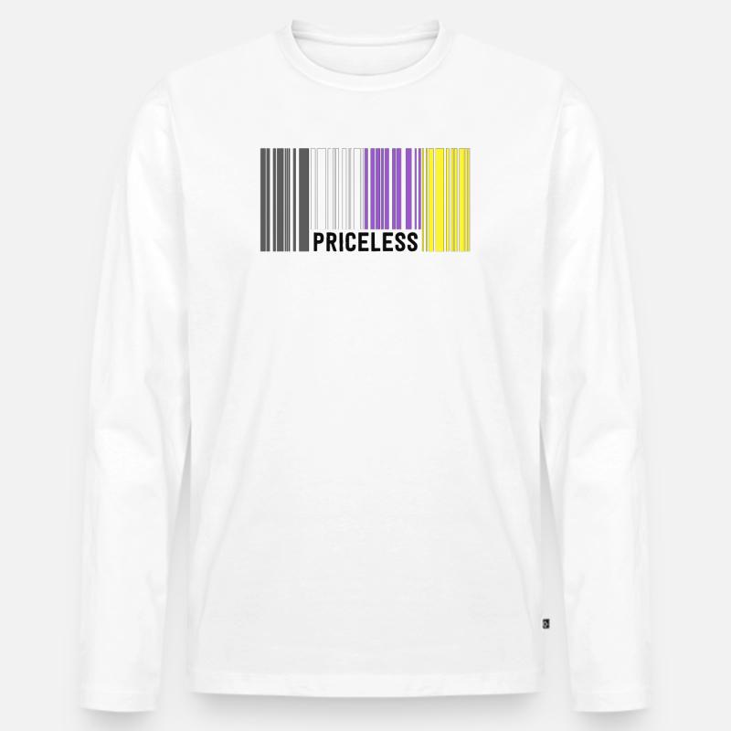 Priceless Gender Nonbinary Pride Barcode Discreet Men's Premium Organic Long Sleeve Shirt