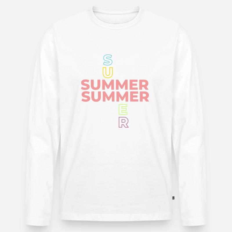 SUMMER SUMMER - Männer Premium Bio Langarmshirt - Weiß