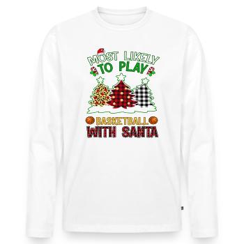 Most Likely To Play Basketball With Santa Buffalo - Männer Premium Bio Langarmshirt - Weiß - Vorne - Nico (187cm)
