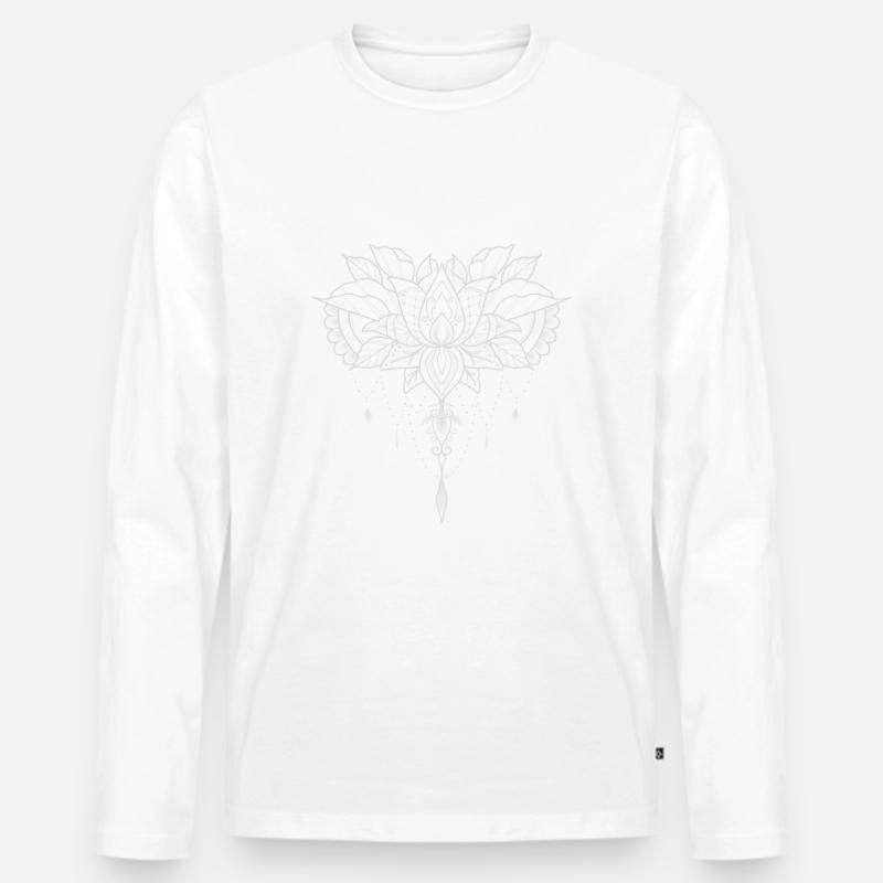 L O T U S B L Ü T E - Männer Premium Bio Langarmshirt - Weiß