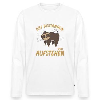 Abitur Abschluss Abi Abifeier Faultier Geschenk - Männer Premium Bio Langarmshirt - Weiß - Vorne - Nico (187cm)
