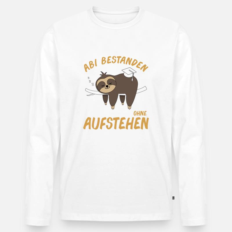 Abitur Abschluss Abi Abifeier Faultier Geschenk - Männer Premium Bio Langarmshirt - Weiß