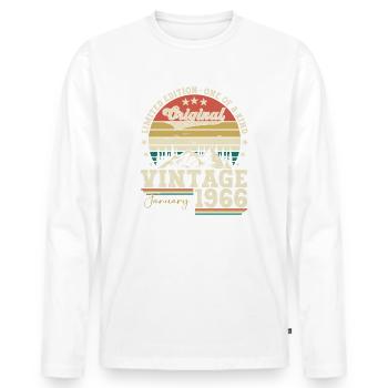 Né en 1966 Janvier 57e anniversaire Homme cadeau - T-shirt manches longues Premium bio Homme - blanc - Devant - Nico (187cm)