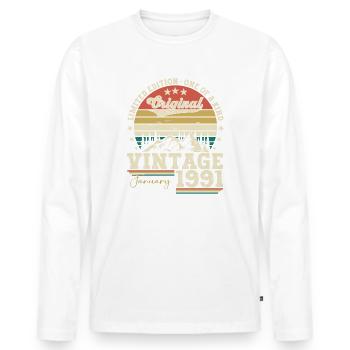 Né 1991 Janvier 32ème anniversaire Homme cadeau - T-shirt manches longues Premium bio Homme - blanc - Devant - Nico (187cm)