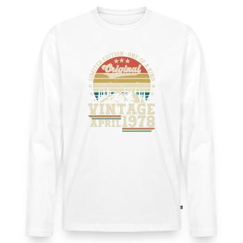 45e anniversaire homme Original April Né en 1978 - T-shirt manches longues Premium bio Homme - blanc - Devant - Nico (187cm)