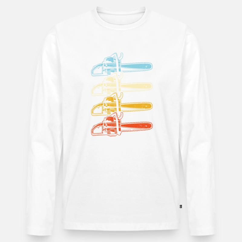 Kettensägen Retro Holzernte - Männer Premium Bio Langarmshirt - undefined