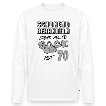 Geburtstag 70 Schonend behandeln Alter Sack ist 70 - Männer Premium Bio Langarmshirt - Weiß - Vorne - Nico (187cm)