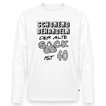 Geburtstag 40 Schonend behandeln Alter Sack ist 40 - Männer Premium Bio Langarmshirt - Weiß - Vorne - Nico (187cm)