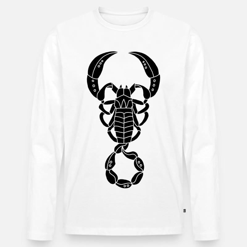 Schwarzer Skorpion - Männer Premium Bio Langarmshirt - Weiß