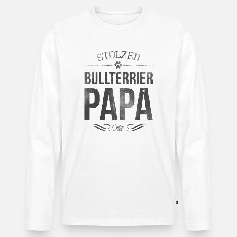 Stolzer Bullterrier-Papa - Männer Premium Bio Langarmshirt - Weiß