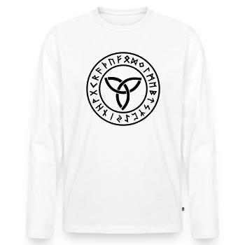 Runen I Futhark I Triquetra I Schutz Amulett I - Männer Premium Bio Langarmshirt - Weiß - Vorne - Nico (187cm)