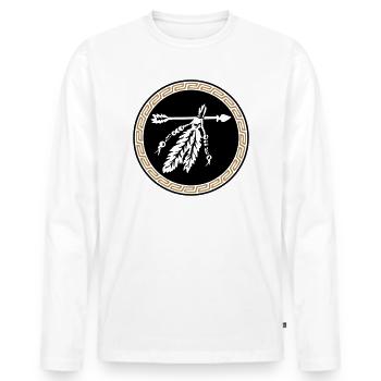 Pfeil mit Federn, Indianisches Schutzsymbol, - Männer Premium Bio Langarmshirt - Weiß - Vorne - Nico (187cm)