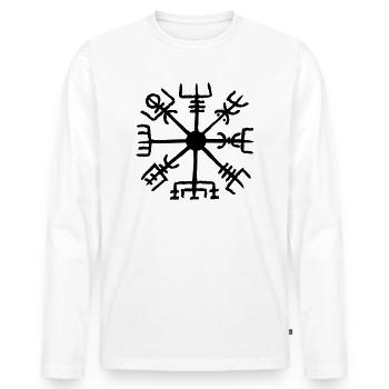 Vegvisir, Kompass Rune, Schutzsymbol, nordisch - Männer Premium Bio Langarmshirt - Weiß - Vorne - Nico (187cm)