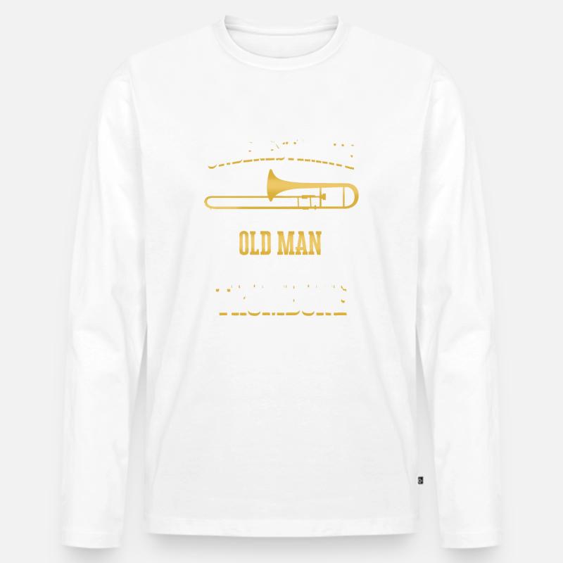 Posaune - Männer Premium Bio Langarmshirt - Weiß