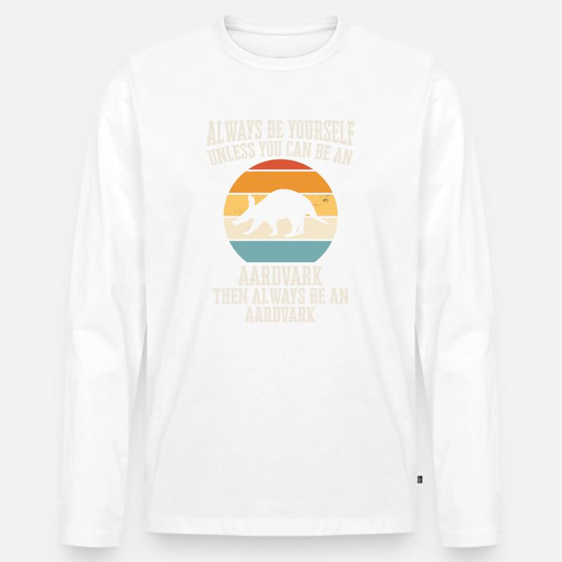Erdferkel - Männer Premium Bio Langarmshirt - Weiß