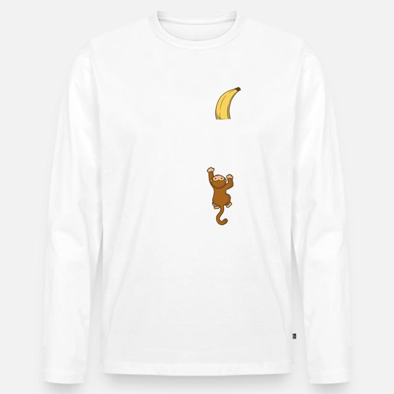 Affe Affen Tier Gorilla Schimpanse - Männer Premium Bio Langarmshirt - Weiß