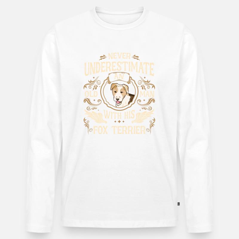 Foxterrier Hund - Männer Premium Bio Langarmshirt - Weiß