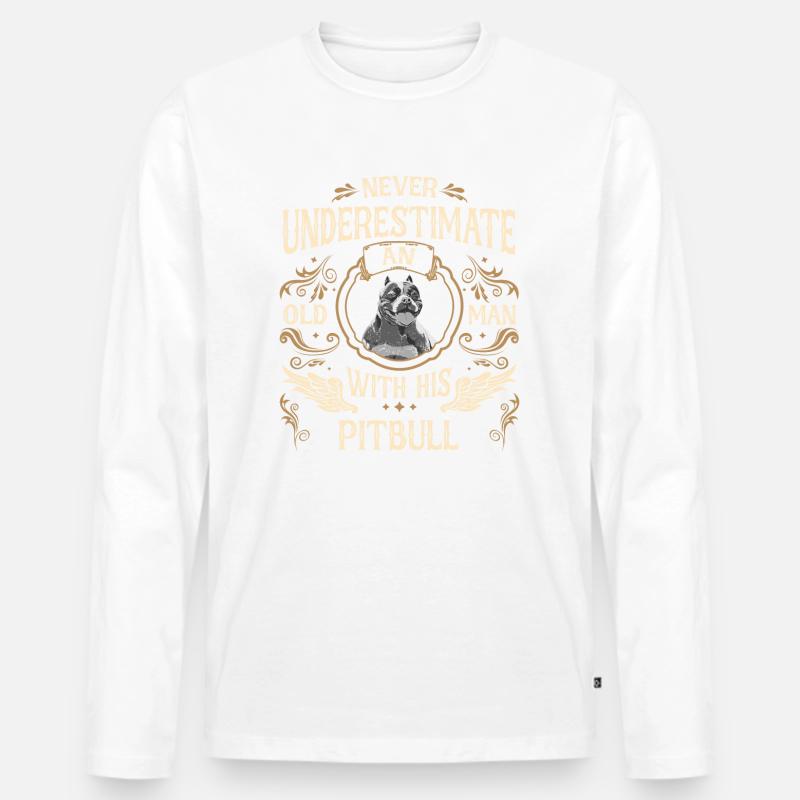 Pitbull Hund - Männer Premium Bio Langarmshirt - Weiß