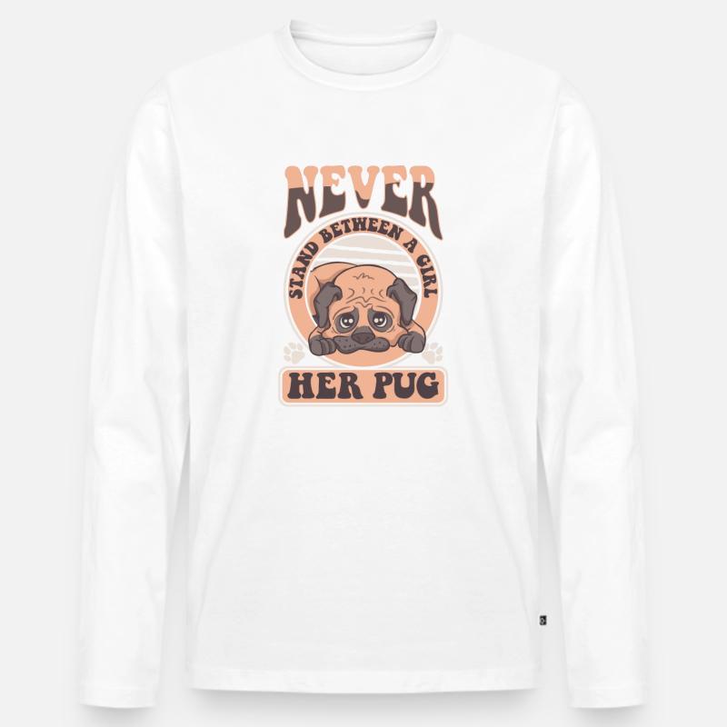 Mops Möpse Hund - Männer Premium Bio Langarmshirt - Weiß